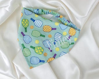 Embroidered Pickleball Dog Bandana in Sage Green, Personalized