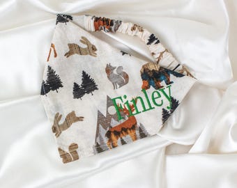 Embroidered Camping Personalized Dog Bandana for Summer and Outdoors Adventures