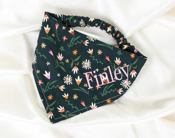 Personalized Wildflower Dog Bandana with Embroidered Custom Name