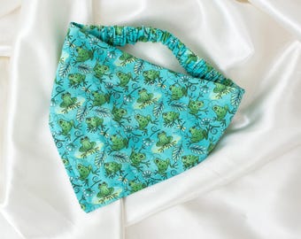 Chill Frog and Dragonfly Dog Bandana in Turquoise