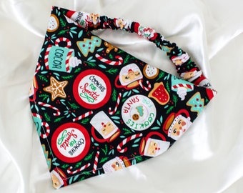 Christmas Cookies Dog Bandana with Slip On Elastic Strap