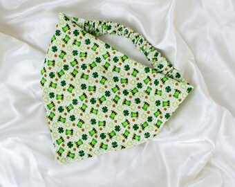 St Patricks Day Dog Bandana with Four Leaf Clovers and Leprechaun Hats