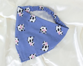 Farm Cows Dog Bandana with Slip On Elastic Strap