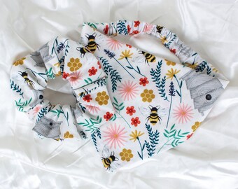MATCH YOUR PUP! Matching Floral Bee Dog Scarf and Scrunchie Set, Scrunchy and Dog Bandana Scrunchies Pet and Owner Pack, Dog Clothes