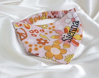Embroidered Retro Daisy Dog Bandana, Personalized, Floral