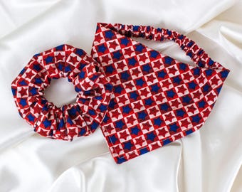 Matching Patriotic Dog Bandana and Hair Scrunchie Set with 4th of July Stars