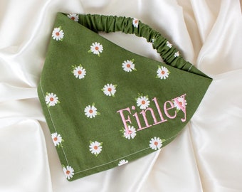 Daisy Floral Personalized Dog Bandana, Embroidered