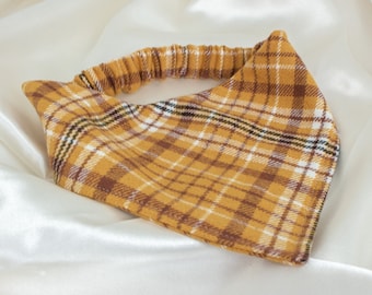 Mustard Plaid Flannel Dog Bandana, Autumn Dog Scarf, Fall Dog Bandana, Pet Handkerchief, Dog Lover Gift