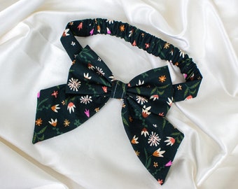 Wildflower Floral Dog Bow with Slip On Strap