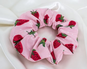 Pink Strawberry Hair Scrunchie