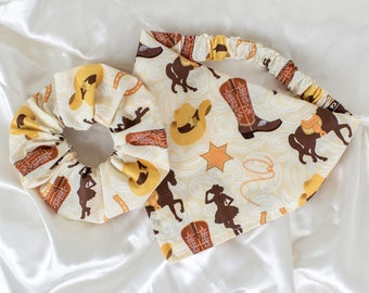 Matching Western Cowgirl Dog Bandana and Hair Scrunchie Set