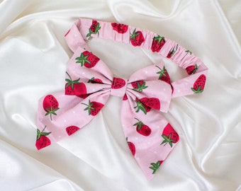 Pink Strawberry Dog Bow