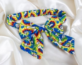 Rainbow Tie Dye Dog Bow