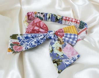 Floral Patchwork Quilt Dog Bow