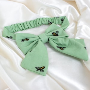 Embroidered Bees Dog Bow