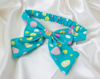 Pastel Easter Eggs Dog Bow for Spring