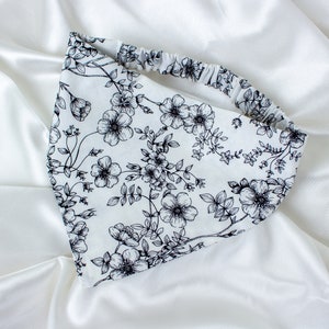 Elegant Floral Dog Bandana, White