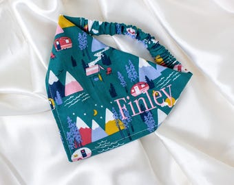 Personalized Camping Adventure Dog Bandana with Embroidered Custom Name