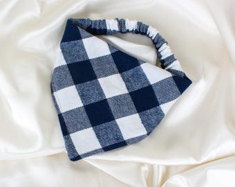 Blue Buffalo Plaid Flannel Dog Bandana for Fall