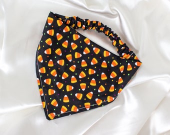Black Halloween Dog Bandana with Fall Candy Corn