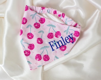 Personalized Disco Cherries Dog Bandana with Embroidered Name
