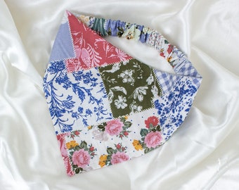 Patchwork Quilt Dog Bandana, Floral, Gingham