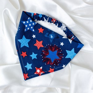 Blue Patriotic Dog Bandana for 4th of July, with Stars