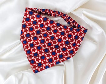 Rustic Patriotic Dog Bandana with Checkers and Stars, for 4th of July