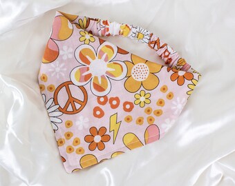 Retro Daisy Dog Bandana, Groovy, Hippie, Floral