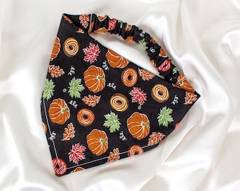 Fall Dog Bandana with Pumpkins and Autumn Leaves
