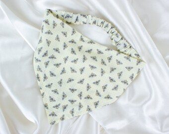 Bumble Bee Cream Dog Bandana, Bees Dog Bandana, White Dog Scarf, Dog Mom Gift, Pet Handkerchief