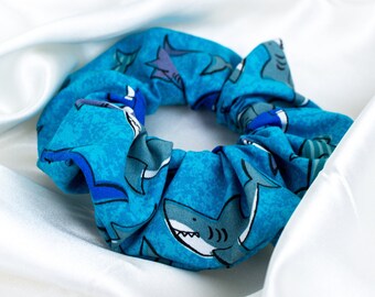 Cute Baby Shark Scrunchie, Blue Scrunchy, Shark Scrunchies, Hair Accessories, Hair Ties, Retro, 90s Clothing