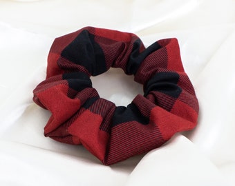 Buffalo Plaid Scrunchie, Checkered Scrunchy, Gingham Scrunchies, Hair Ties, Hair Accessories, 90s Clothing