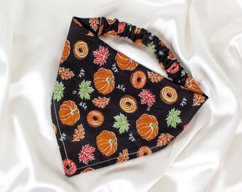 Fall Pumpkin Dog Bandana, Autumn Leaves Dog Scarf, Dog Mom Gift, Dog Accessories, Pet Handkerchief, Dog Mom Gift