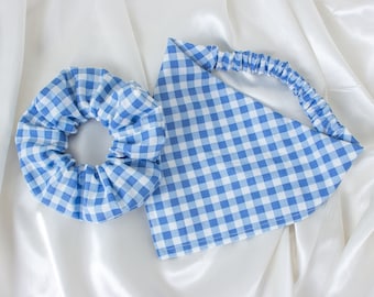 Matching Gingham Dog Bandana and Hair Scrunchie Set, Scrunchy Pet and Owner Set, Scrunchies and Dog Scarf Pack, MATCH YOUR DOG!