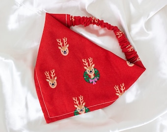 Christmas Reindeer Dog Elastic Bandana, Snowflake Pet Handkerchief, Dog Scarf, Dog Gifts