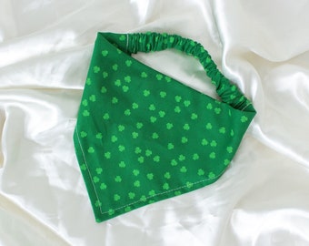 St Patricks Day Slip On Dog Bandana, Green Clover Dog Scarf, Four Leaf Clover Dog Handkerchief, Pet Handkerchief, Cat Bandana