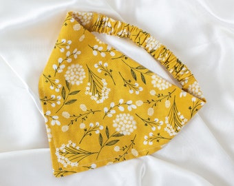 Mustard Floral Dog Bandana, Wildflower Dog Scarf, Pet Handkerchief, Dog Mom Gift