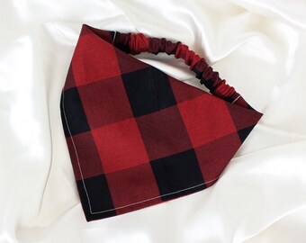 Buffalo Plaid Dog Bandana, Checkered Dog Scarf, Red and Black, Dog Lover Gift