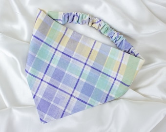 Plaid Easter Dog Bandana, Spring Dog Scarf, Pastel Puppy Handkerchief, Easter Gifts