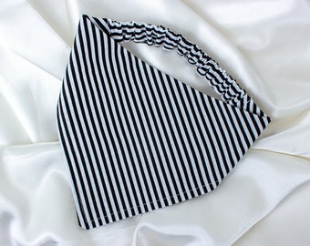 Striped Dog Bandana, Black and White Dog Scarf, Pet Accessories, Pet Handkerchief, Dog Lover Gift