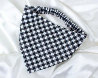 Checkered Dog Bandana, Black and White Dog Scarf, Dog Gifts, Pet Accessories, Pet Handkerchief