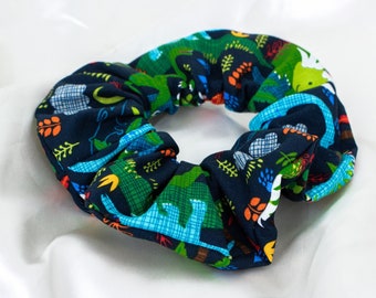 Cute Dinosaur Scrunchy, Blue Dino Scrunchie, Gift for Her, Hair Accessories, Hair Ties, 90s Clothing, Retro