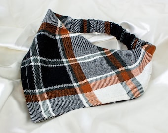 Burnt Orange Flannel Dog Bandana, Autumn Plaid Dog Scarf, Fall Dog Bandana, Pet Handkerchief