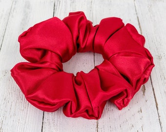 Cute Red Satin Scrunchy, Satin Scrunchies for Her