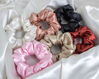 Silk Satin Scrunchie Set, Large Scrunchies, Soft Scrunchy, 90s Clothing, Hair Accessories, Hair Ties