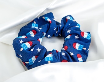 Patriotic Popsicle Scrunchie, Blue 4th of July Scrunchy, Fourth of July Scrunchies, Summer, Hair Ties, Hair Accessories