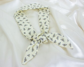 Cream Bee Hair Scarf, Bumble Bee Hair Ribbon, Skinny Scarf, Bees Hair Ties, Ponytail Scarf, Hair Accessories