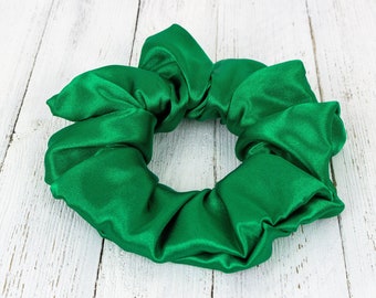 Green Satin Scrunchy, Cute Satin Scrunchies