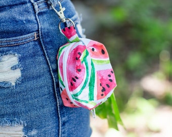 EASY Watermelon Dog Poop Bag Holder with Zipper! Summer Dog Poo Bag Dispenser, Pet Waste Bag Holder, Dog Poop Bag, Dog Walking Bag